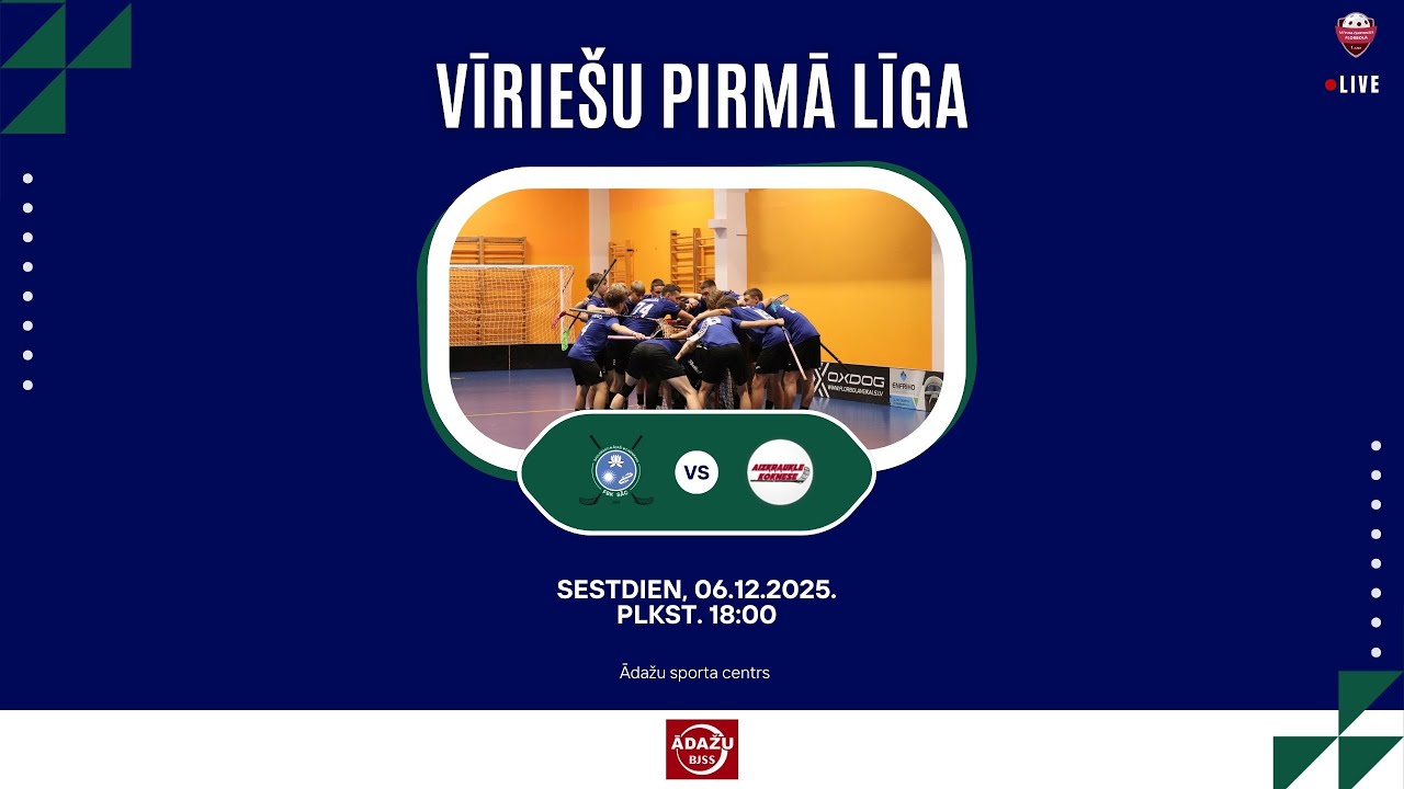 2025-12-06, 18:00, Vīrieši 1. līga, FBK SĀC - AIZKRAUKLE/KOKNESE
