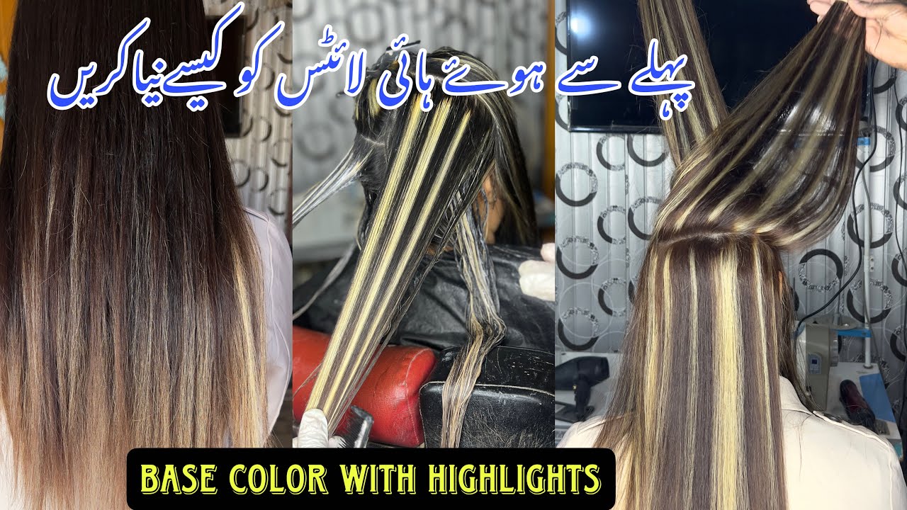 How to: base colour and ash blonde highlight step-by-step / how to renew  existing highlights