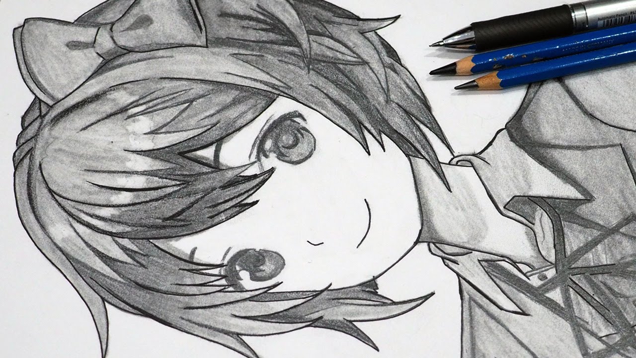 How To Draw Anime Girl For Beginner [Drawing Sayori From DDLC Step By Step]