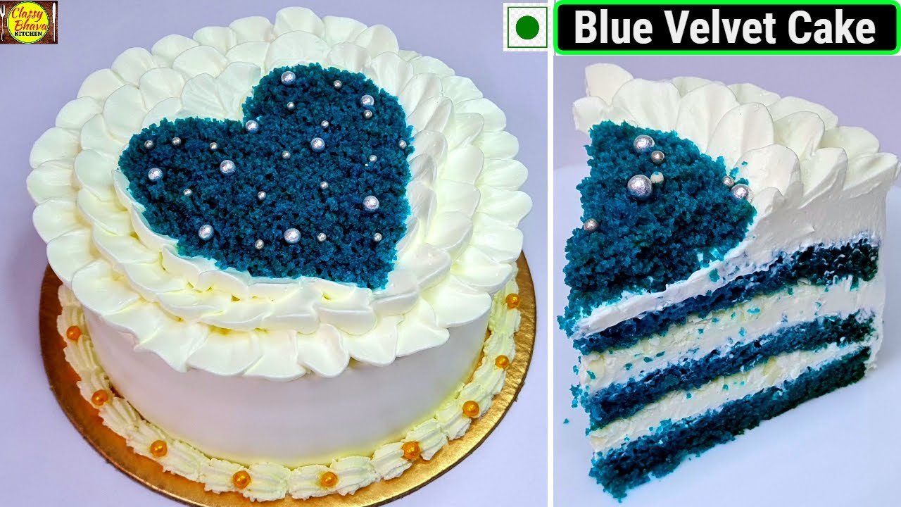 बिना नोजल,बिना अंडा,ओवन,दही, बेकरी से अच्छा ब्लू वेलवेट केक | blue velvet cake | birthday cake recip