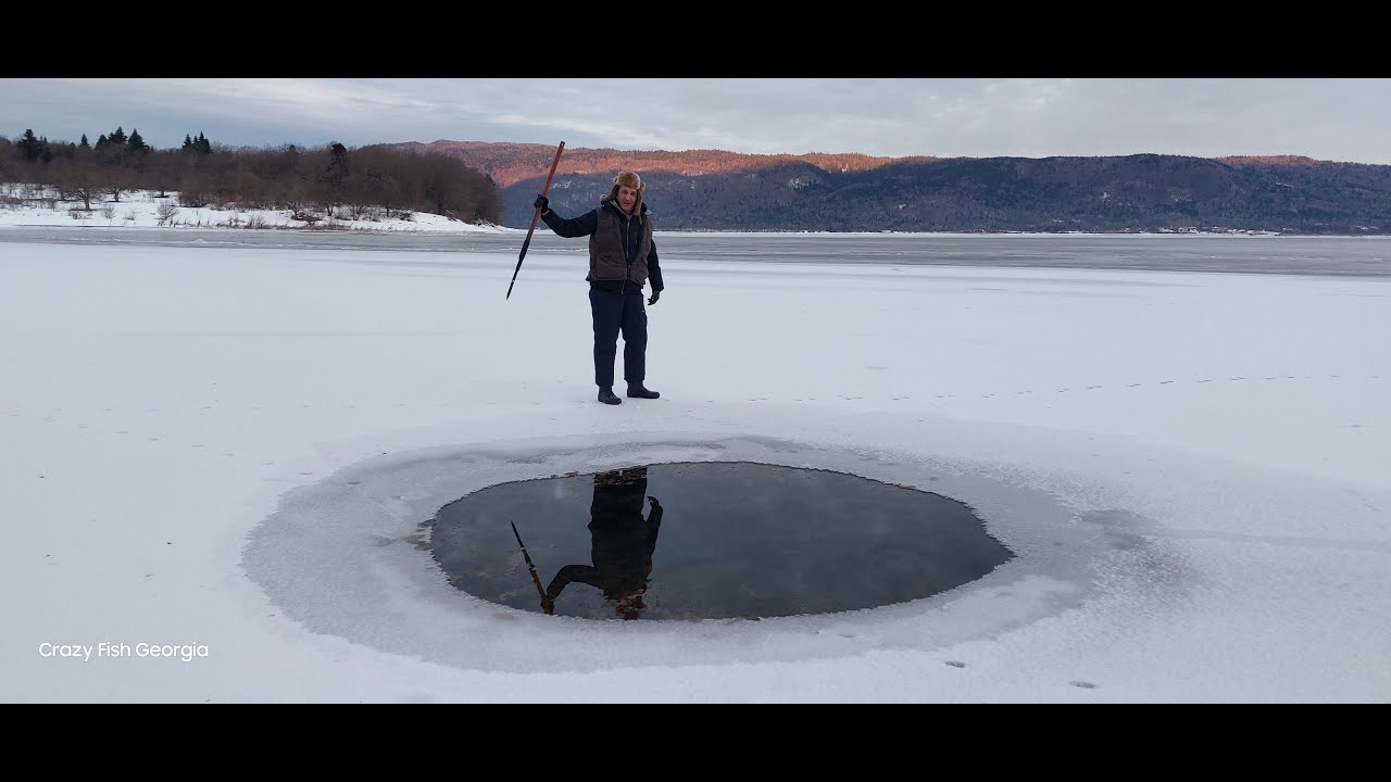 გაყინულ შაორზე თევზაობა. Ice Fishing Georgia.