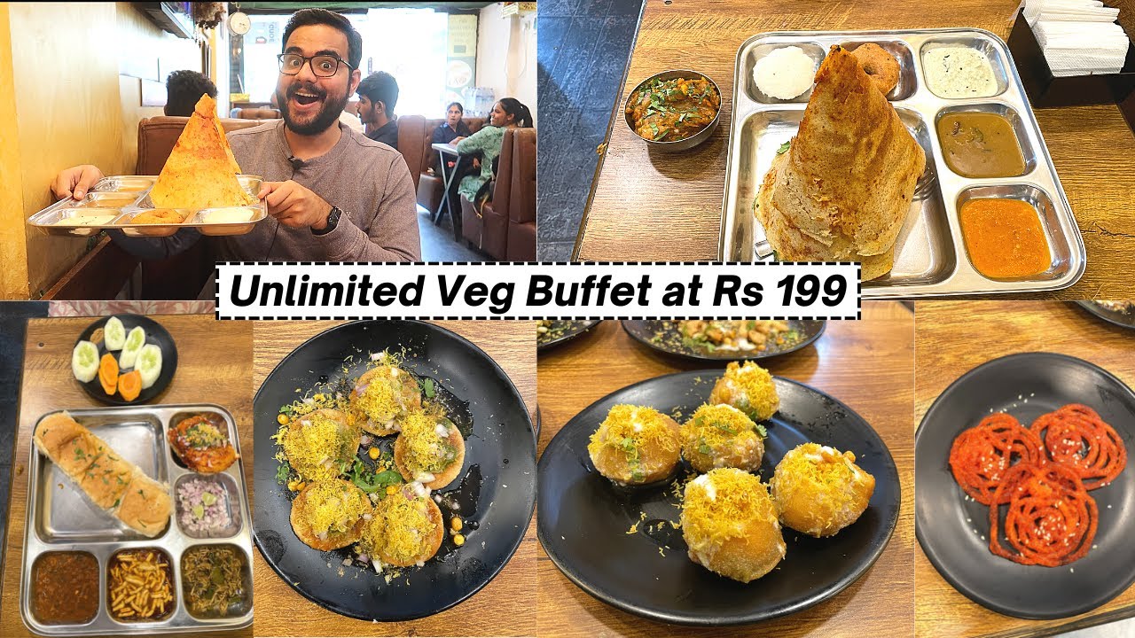 *UNLIMITED* Veg buffet in Rs 199 Only😱 | 25+ dishes, dosa, pav bhaji, sev puri and moree