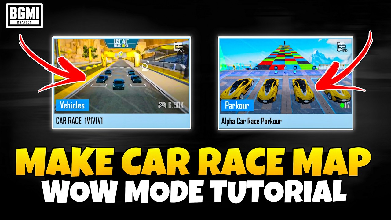 CAR Racing Wow Map Tutorial BGMI | How to Create CAR RACE Parkour Map | How to make CAR RACE WOW