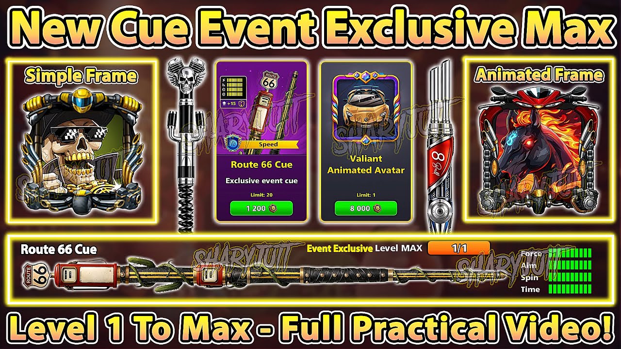 🤯 8 Ball Pool New Route Event - New Animated Frame in 8 BP - 8 Ball Pool New Route 66 Cue Level Max