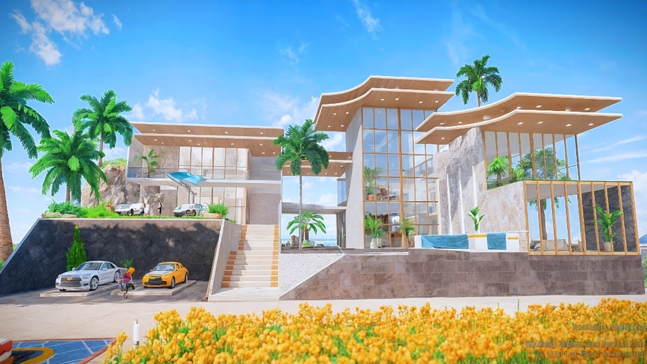 PUBG Mobile house design for level 30 with swimming pool, cheap and beautiful house