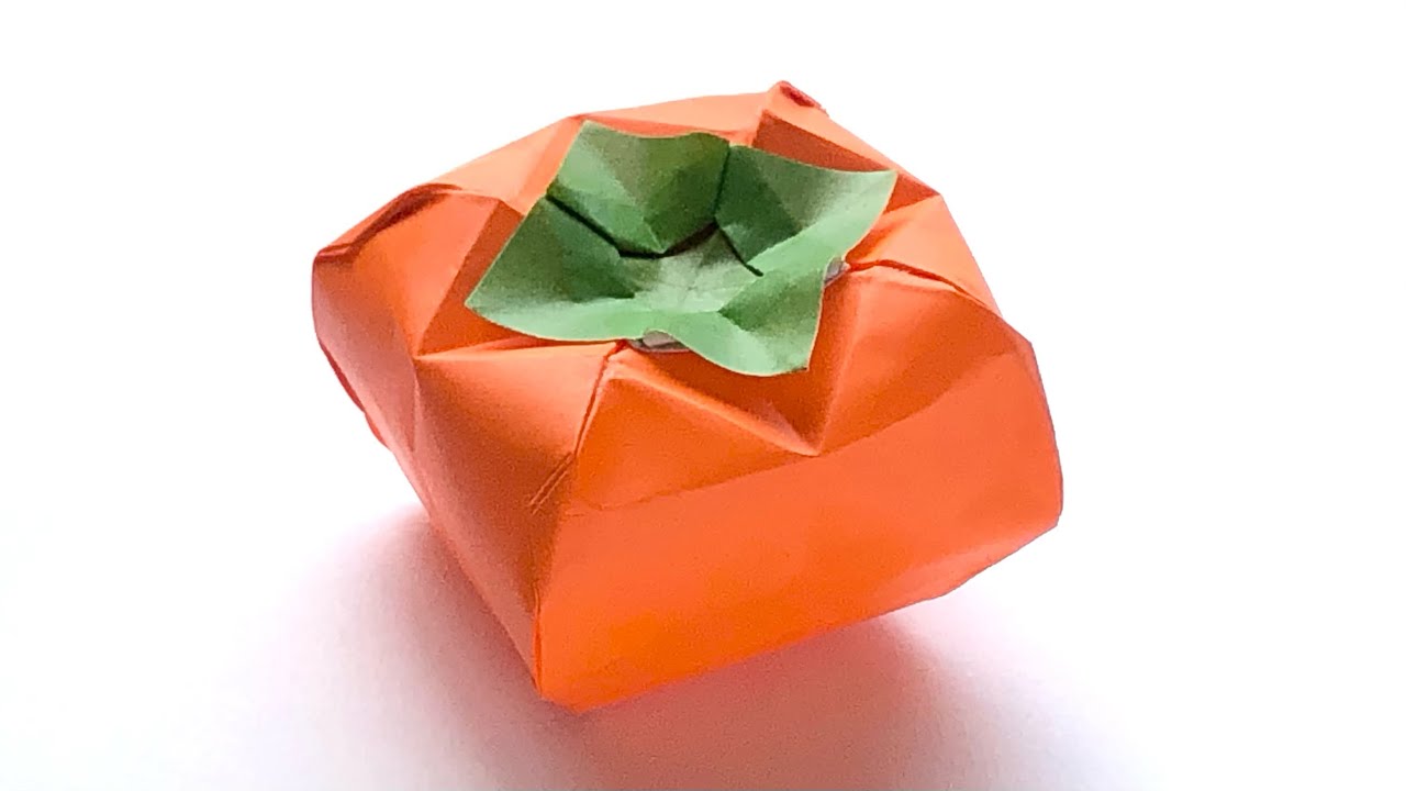 【折り紙】柿の作り方・その2（リアルに近い形）