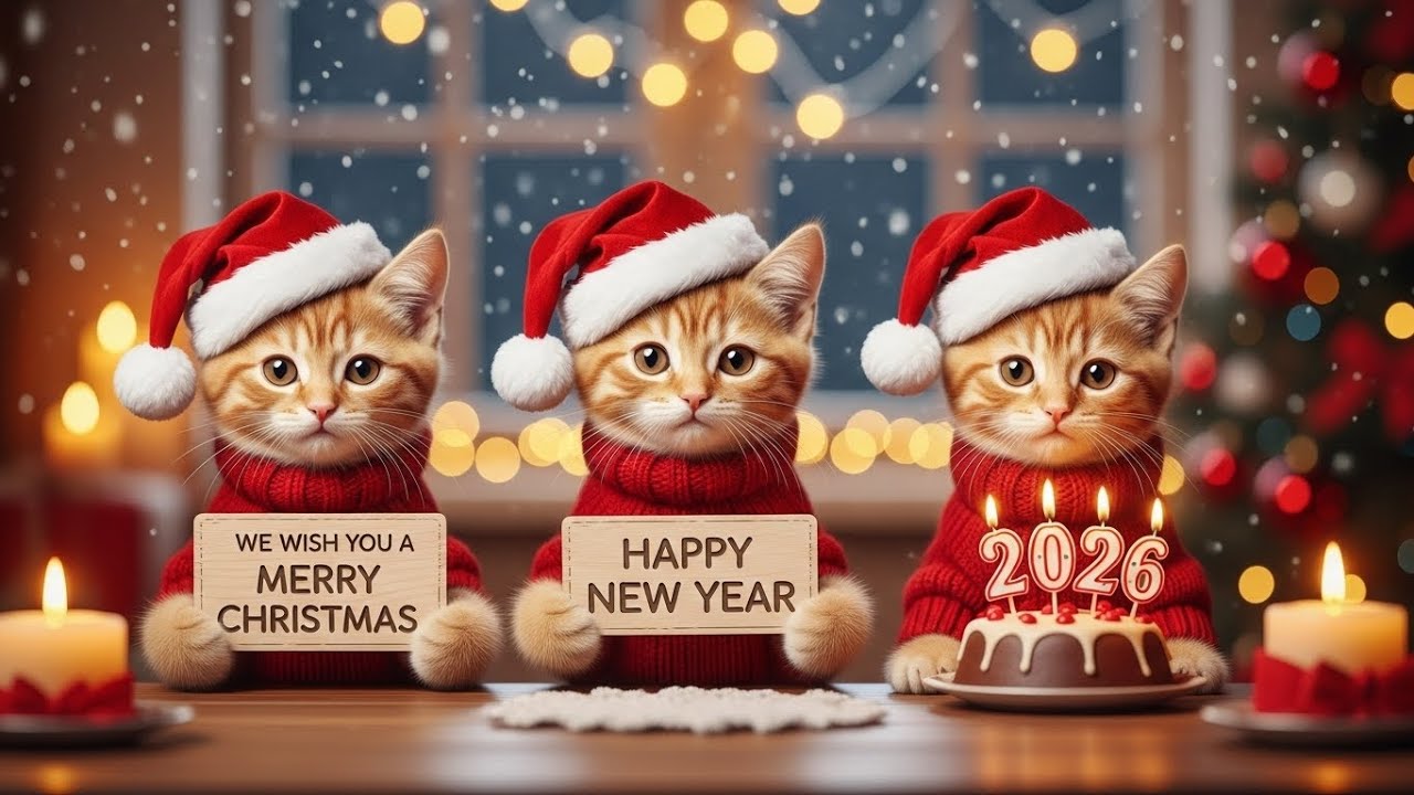 Jingle Bells with Cute Ginger Kittens 🎄🐱  Cozy Christmas Cat Dance & Fun