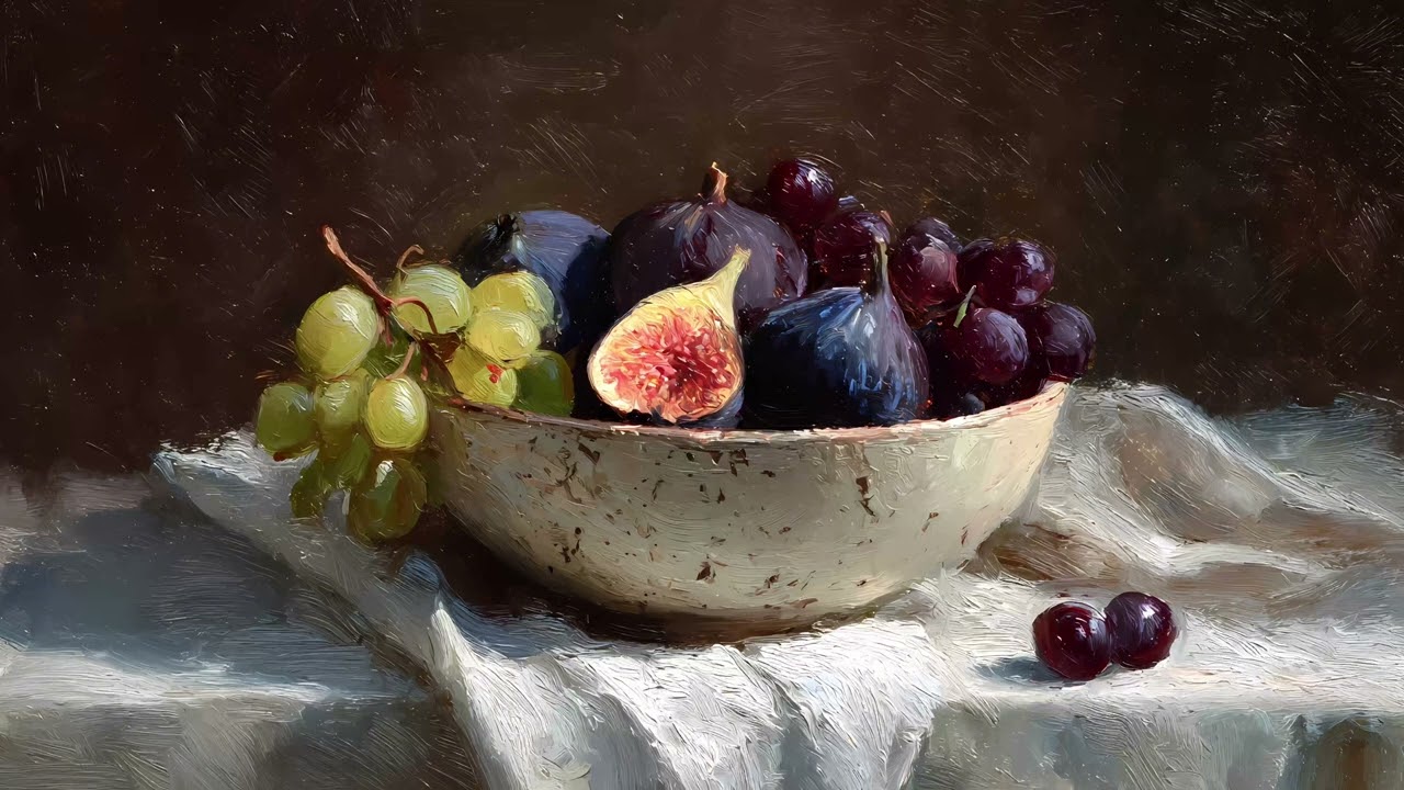 Still Life Oil Painting TV Art in 4K | Classic Fruit Bowl Ambience