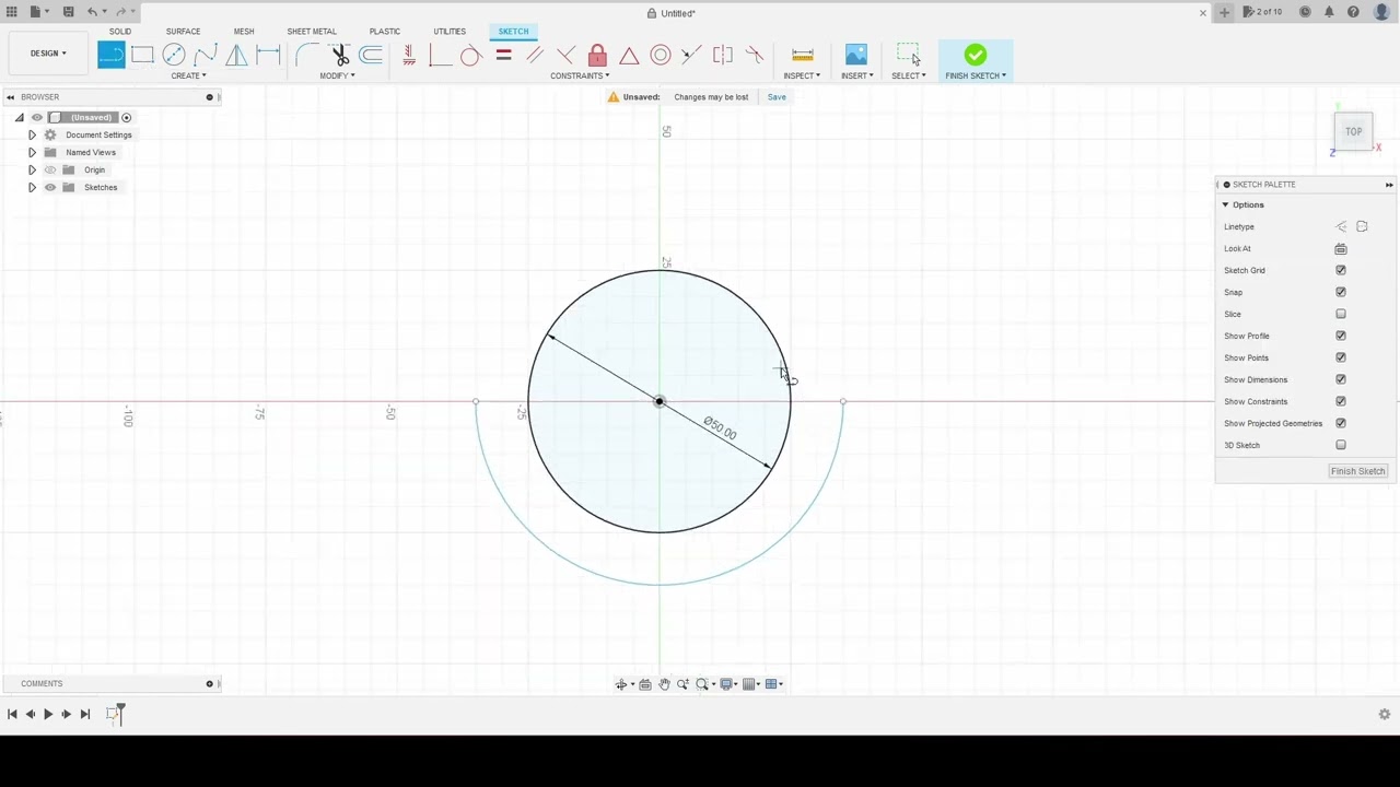 Autodesk Fusion 360 Tutorial 2.3 Create a Circle and a Center Point Arc