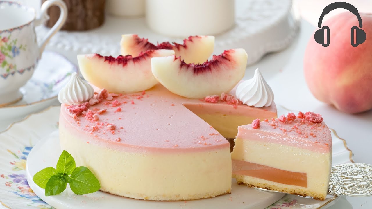 [ASMR] Peach Mousse Cake 水蜜桃慕斯蛋糕 玫瑰果冻夹心 - Rachel's Cuisine