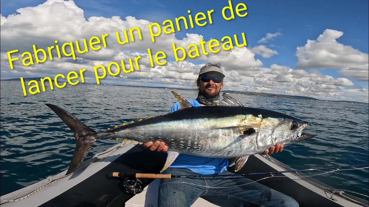 Panier de lancer (stripping basket)pour la pêche à la mouche des pélagiques en mer.