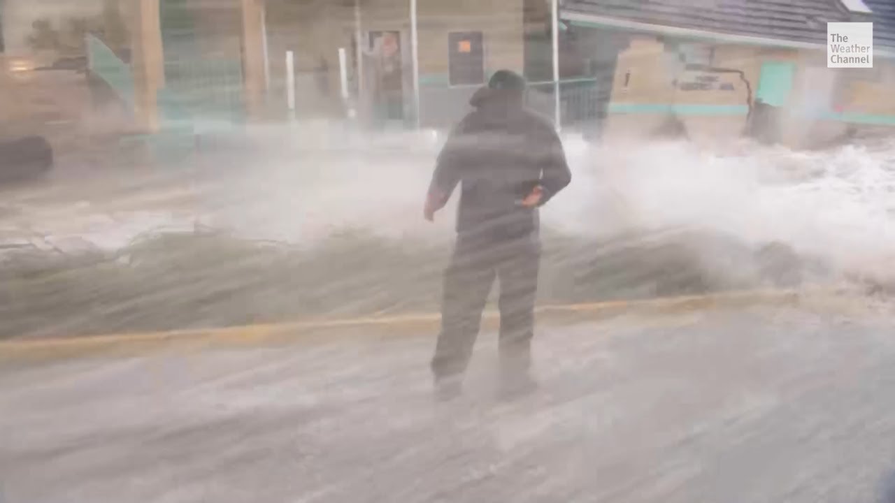 Meteorologist Jim Cantore Reports During Tropical Storm #Nicole