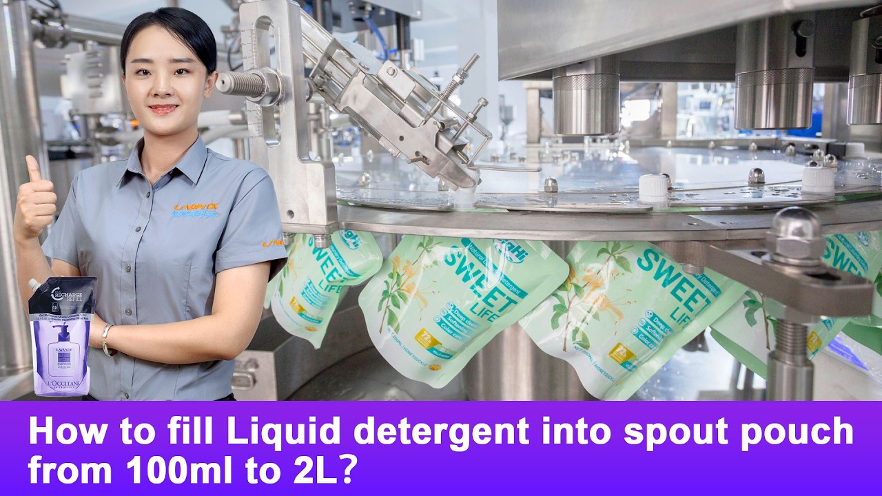 High Speed 6 Heads Squeeze Pouch Spout Pouch Filling Capping Machine