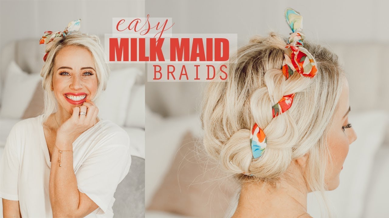 EASY Milk Maid Braids with scarf! | Twist Me Pretty