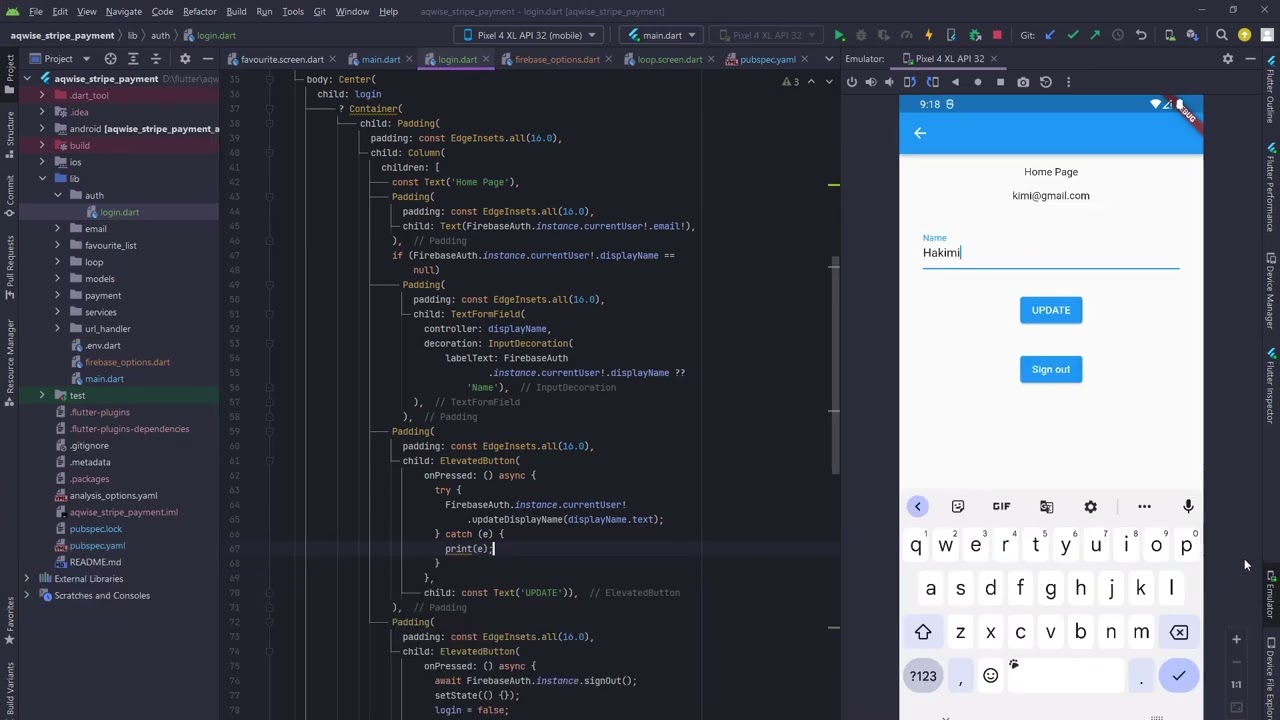 Flutter Firebase Auth - Update User Name and Password
