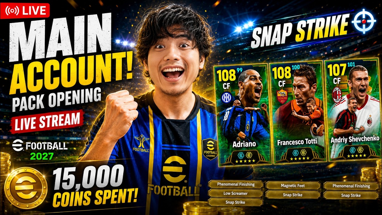 NEW BROKEN SKILL SNAP STRIKE! ADRIANO + SHEVCHENKO + TOTTI MAIN ACCOUNT PACK OPENING LIVE! EFOOTBALL