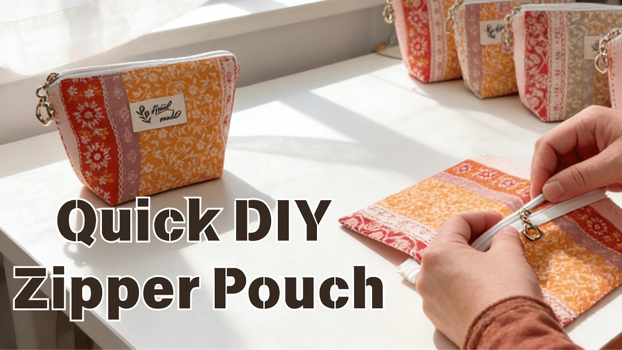 7-Minute Zipper Pouch Tutorial | Easy DIY Makeup Bag for Beginners (No Pattern Needed)