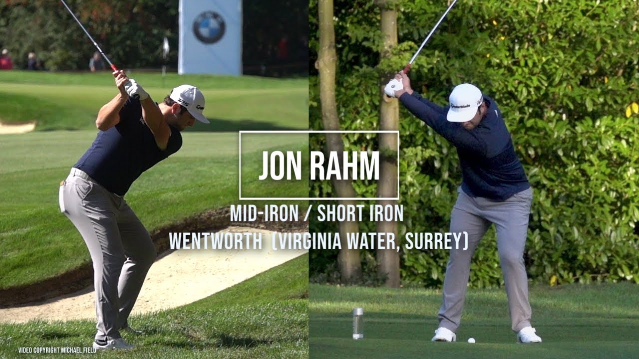 Jon Rahm Golf Swing Mid Iron / Short Iron (DTL & FO), BMW PGA Wentworth (Surrey), Sept 2019.