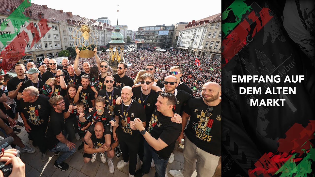 EHF CL: Empfang auf dem Alten Markt Magdeburg 2025