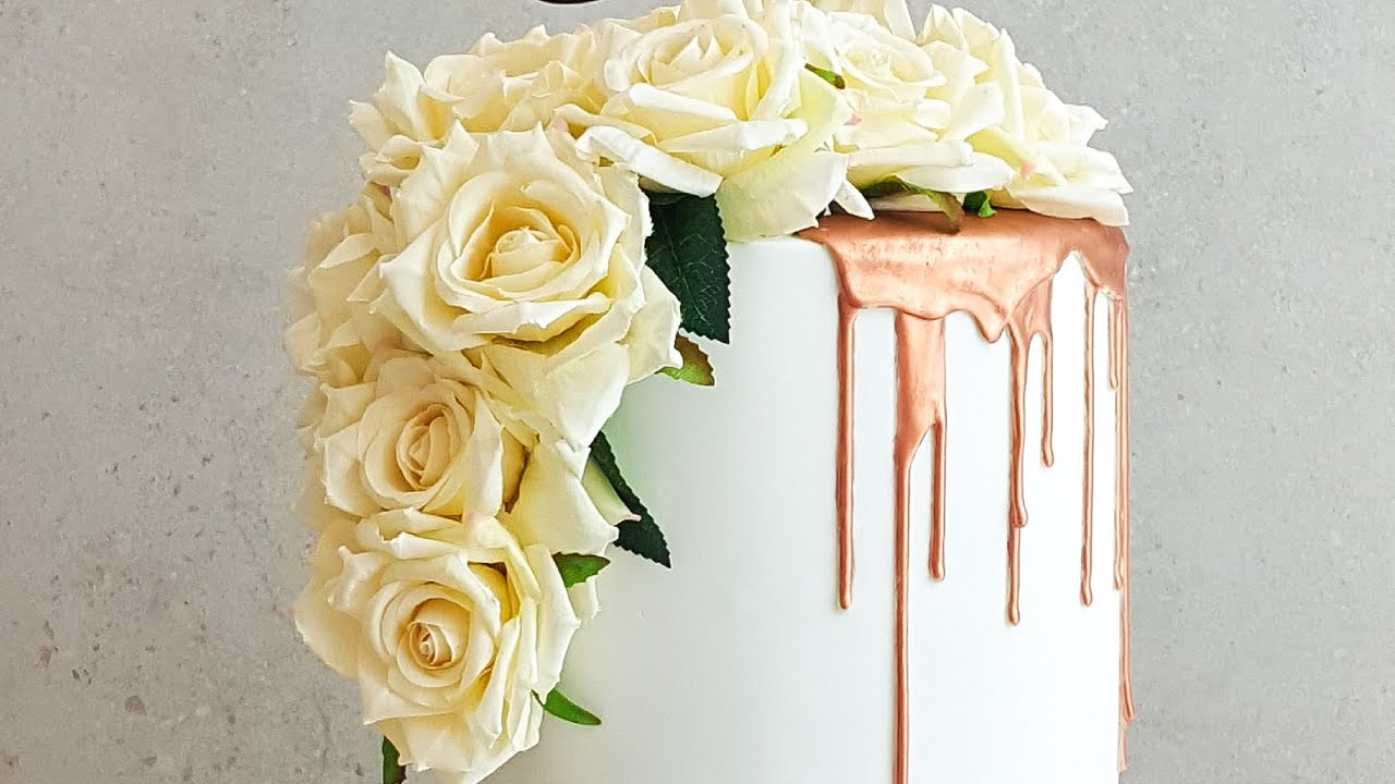 How To Make A Rose Gold Drip Wedding Cake- Rosie's Dessert Spot