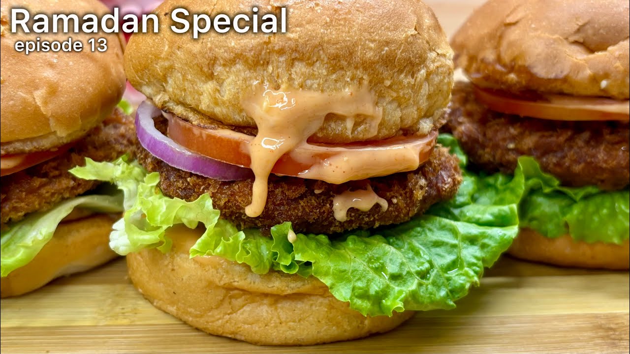Homemade Chicken Burger Iftar special | Ramadan Special ep 13🌙✨ | Easy Iftar Snack | ZaikawithZahida