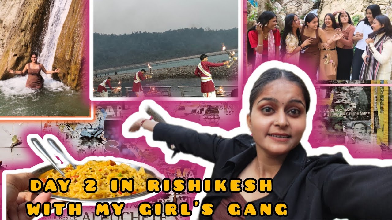 Day 2 in rishikesh with my girl's gang ⛰️🫂// hum gye ganga aarti dekhne🥹🌸#travel #vlog 