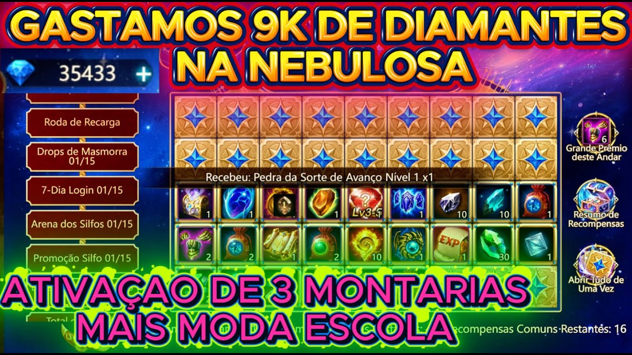CONSUMIMOS 9K DE DIAMANTES , ATIVAMOS 3 MONTARIAS E COMPLETAMOS A MODA ESCOLA !!!
