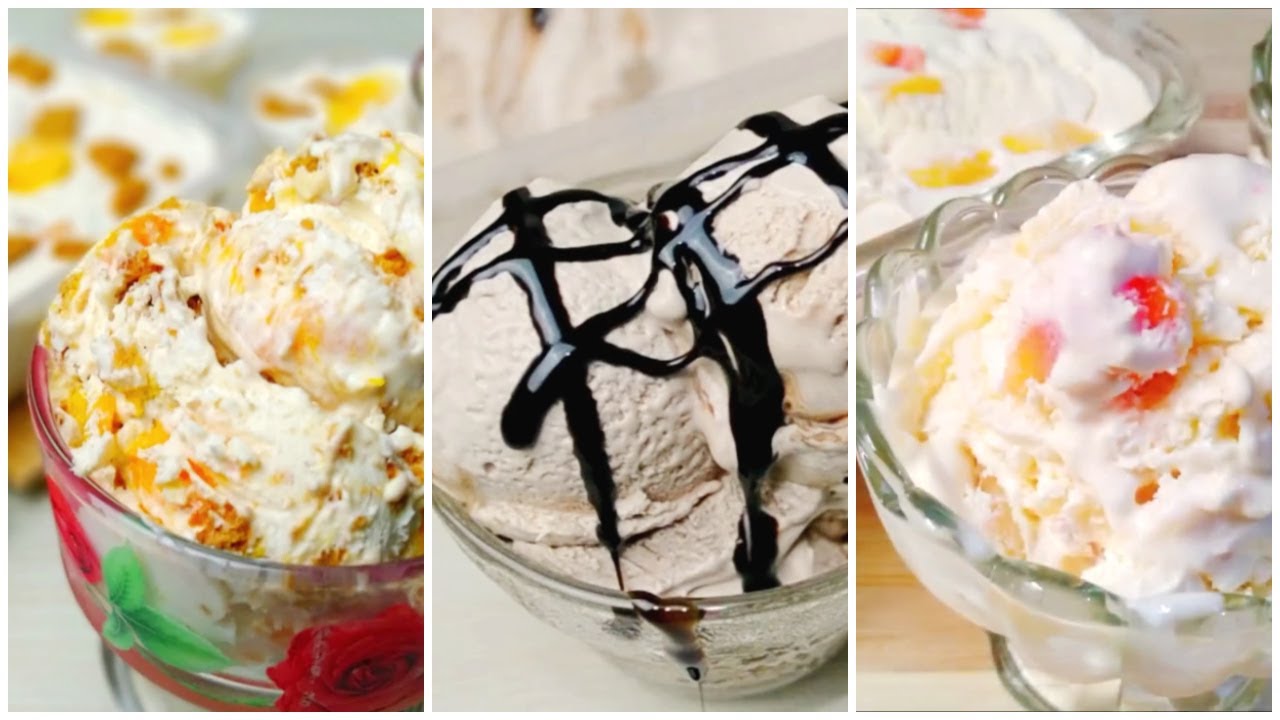 3 Flavors ICE CREAM | Easy Homemade Ice Cream | No Ice Cream Maker