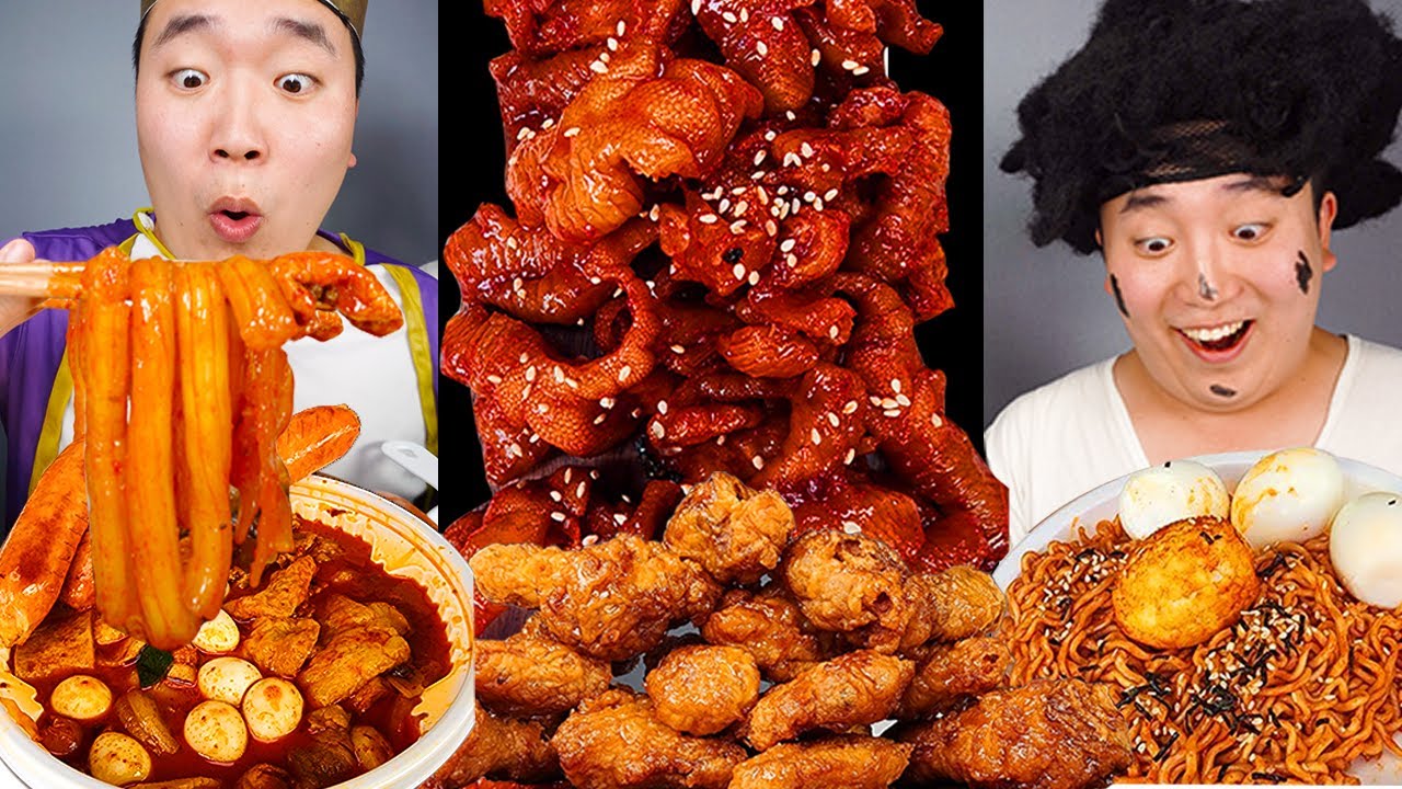 MUKBANG | пряный мала токпокки, хрустящий медовый комбинированный рецепт жареной курицы по-корейски!