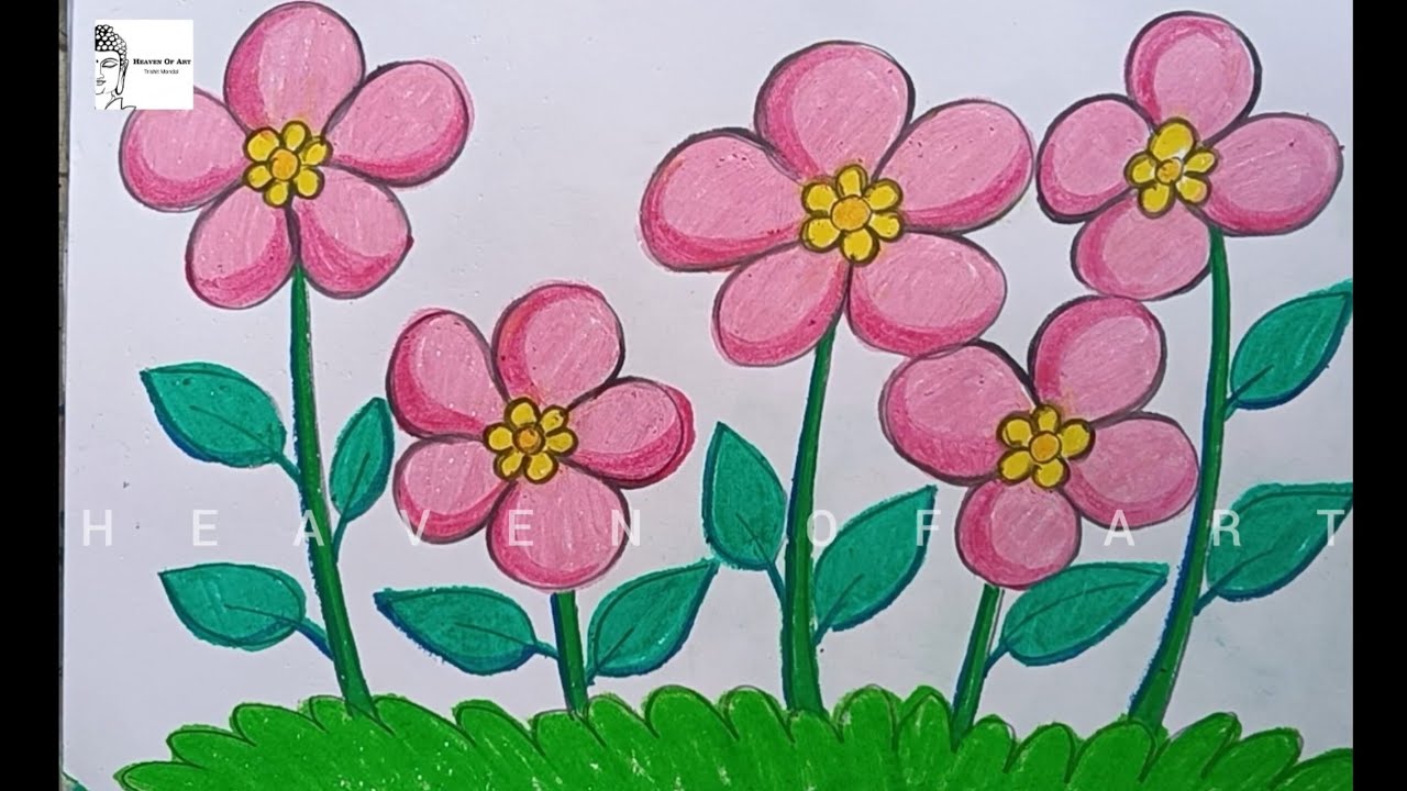 how to draw a beautiful flower step by step | heaven of art | trishit | easy flower drawing |