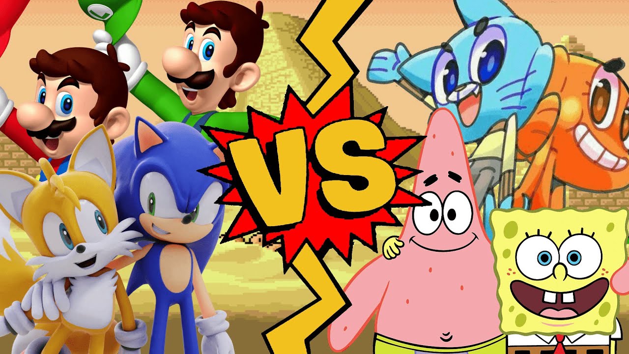 M.U.G.E.N. Battles | Mario/Luigi/Sonic/Tails vs SpongeBob/Patrick/Gumball/Darwin