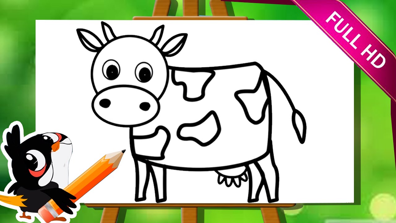 Learn How To Draw A Cow | How To Draw Animals | Easy Step By Step Drawing Tutorial For Kids