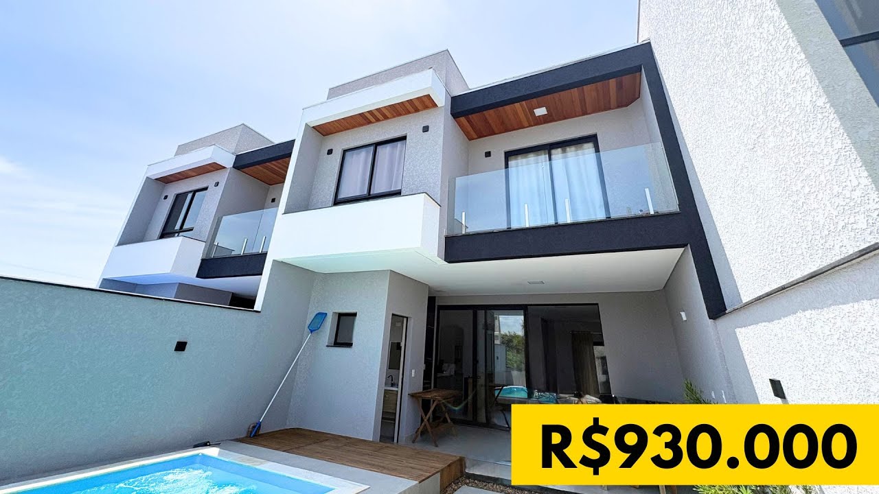 SOBRADO COM PISCINA APENAS 300M DA PRAIA - 3 DORMITÓRIOS