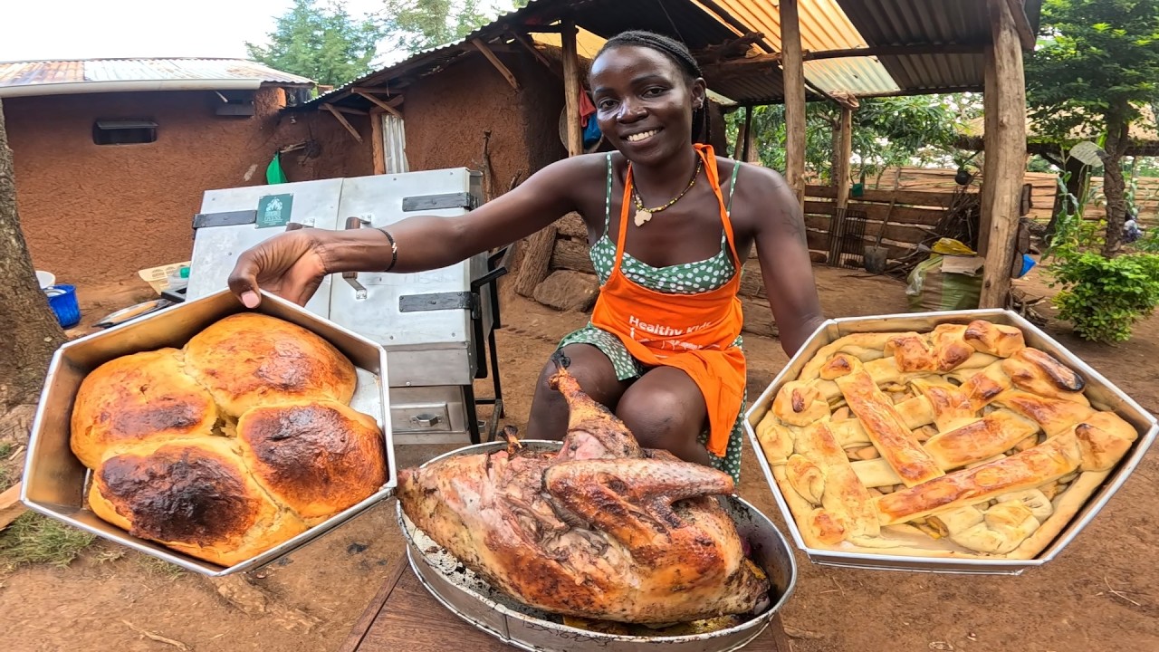 Happy Thanksgiving From African village |Turkey, Apple Pie, Bread Cooking  In my Village