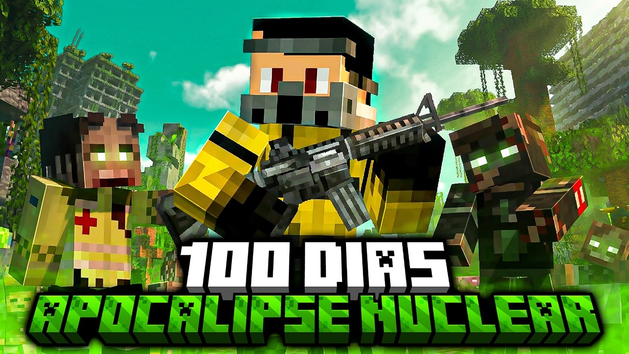 Sobrevivi 100 dias em um APOCALIPSE ZUMBI NUCLEAR no Minecraft - O FILME