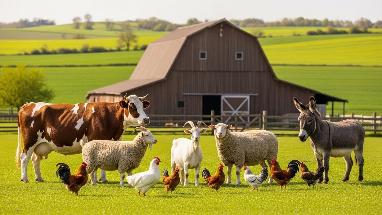 Cute Farm Animals Relaxing | Cow, Goat, Chicken, Duck ASMR Sounds