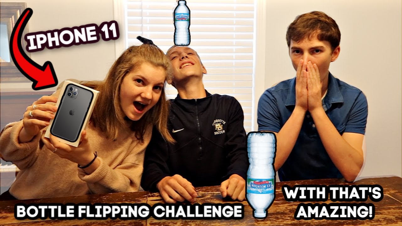 BOTTLE FLIPPING CHALLENGE FOR THE IPHONE 11! | Match Up