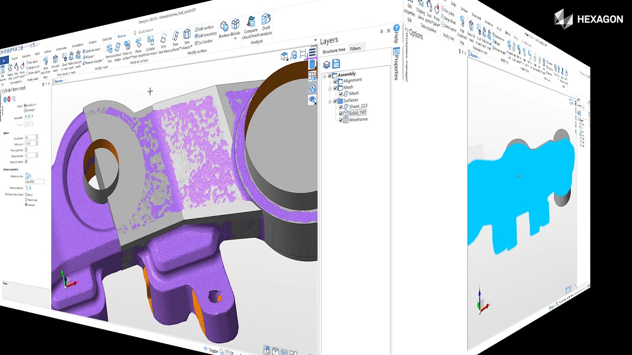 Hexagon REcreate reverse engineeering example: Motorbike Yoke