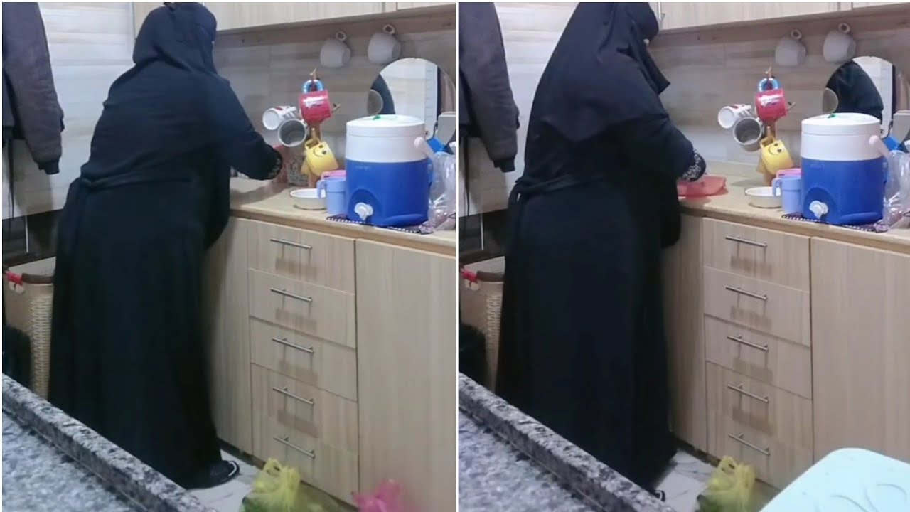 #روتيني_اليومي روتين الست البلدى بالعبايه فى المطبخ بشكل تانى يخطف الاضواء 