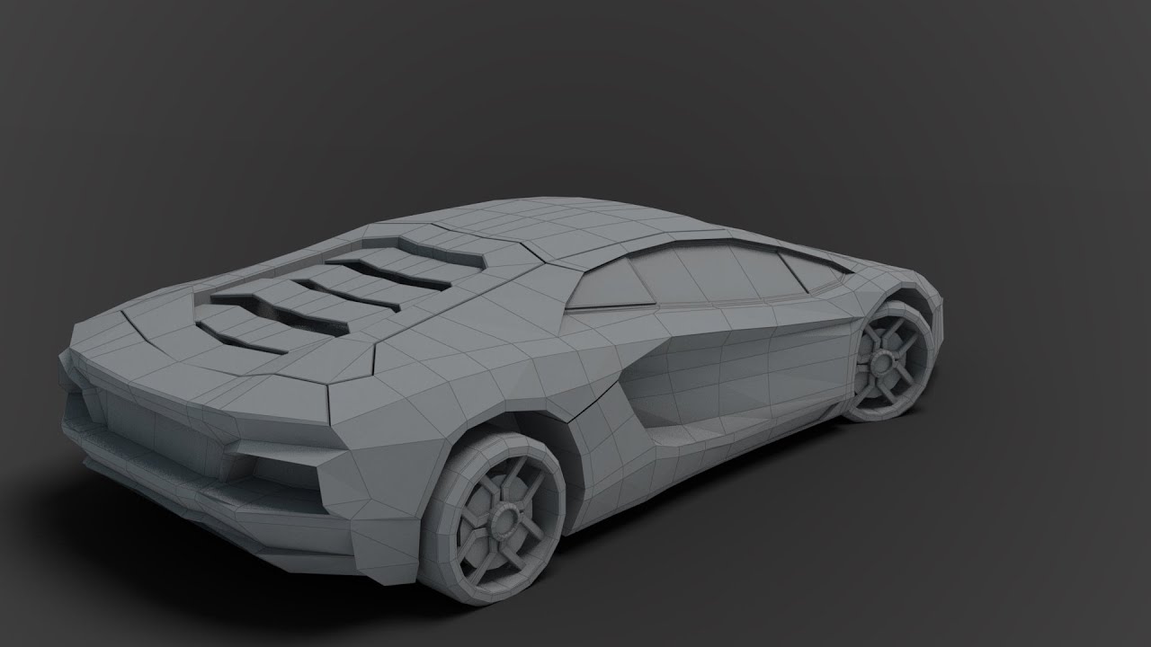 Modeling low poly Lamborghini 3DS Max beginner tutorial final par