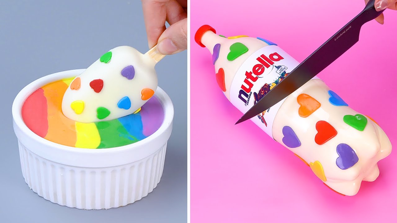 NUTELLA Rainbow Cakes Are Very Creative And Tasty 🔴🟠🟡🟢🔵🟣 Perfect Chocolate Cake Dessert Hacks