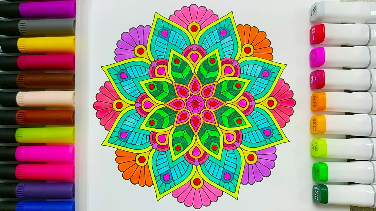 Mandala Meditation Video🌟Coloring Book For Adults ASMR (No talking)🌟 #49