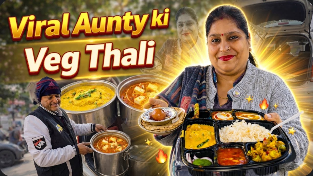 Viral Aunty ki Famous Veg Thali | Rohini Food | Delhi Food | Street Food India | Veg Food in delhi 