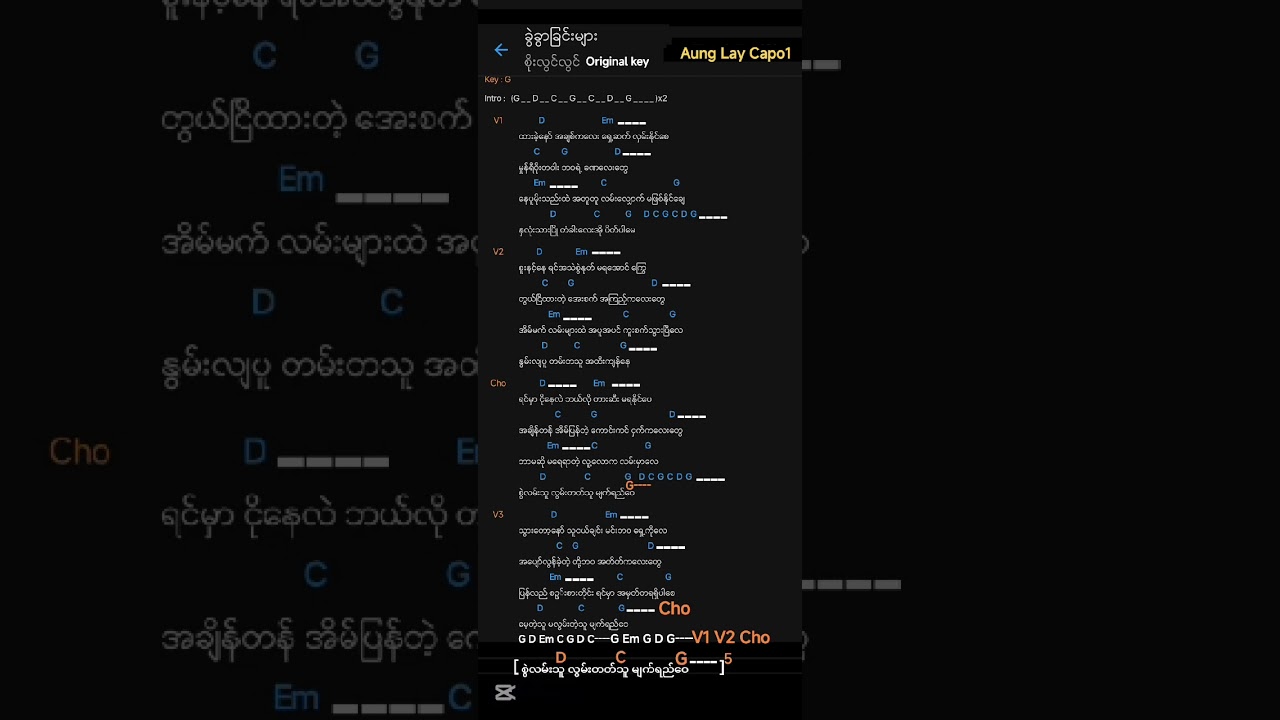 ခွဲခွာခြင်းများ/ Khwal Khwar Chin Myar /.       Guitar Cover Aung Lay (Hakha)