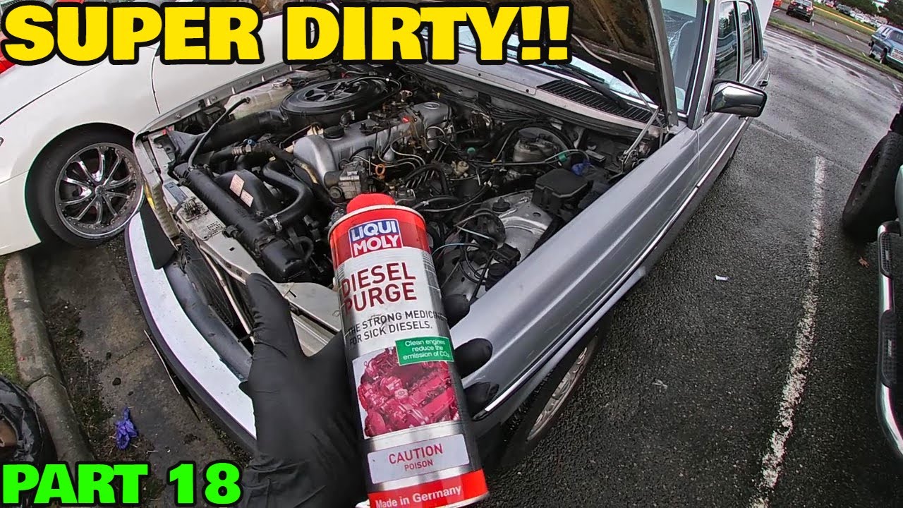 PART 18 Dad's Mercedes W123: EASY Diesel Purge Fuel System Cleaning; Fuel Filters & Hoses!