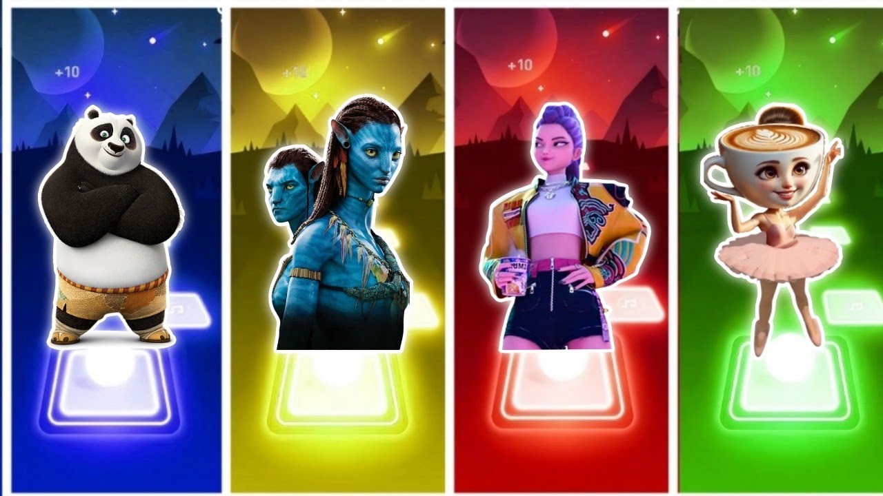 Kungfu Panda VS KPOP Demon Hunters VS Ballerina Cappuccino VS AVATAR Tiles Hop EDM Rush 