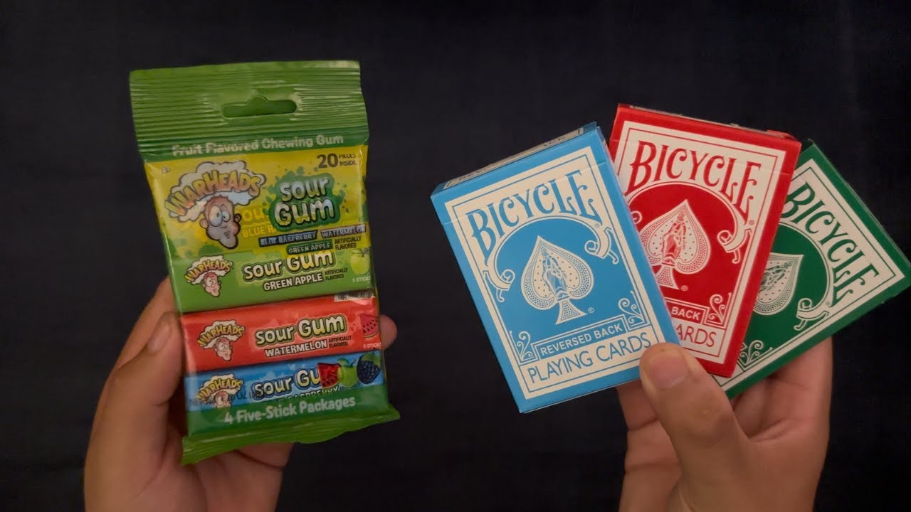 3 WARHEADS Gum ~ ASMR Gum Chewing 'n' Solitaire