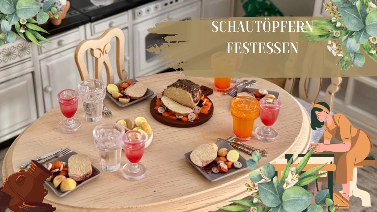 Weihnachtliches Festessen aus Fimo - Miniatur schautöpfern 