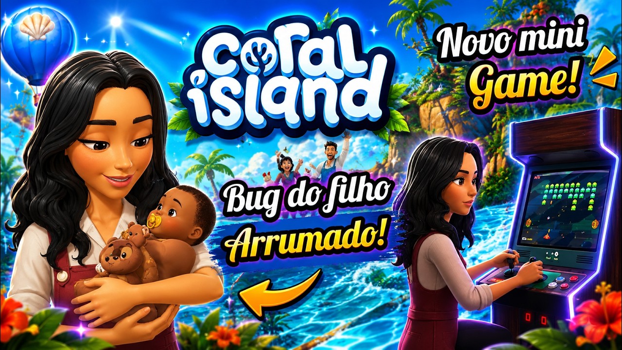 Coral Island  novo mini game, bug do filho arrumado e interaçao com Marido