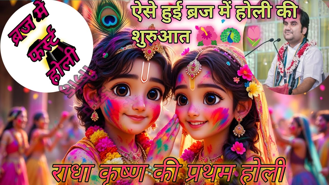 राधा कृष्ण की प्रथम होली कथा,,ब्रज में होली की शुरुआत @indreshji @radhika9785 